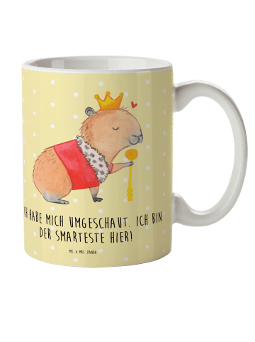 Mr. & Mrs. Panda Campingbecher Capybara König mit Spruch in Gelb Pastell