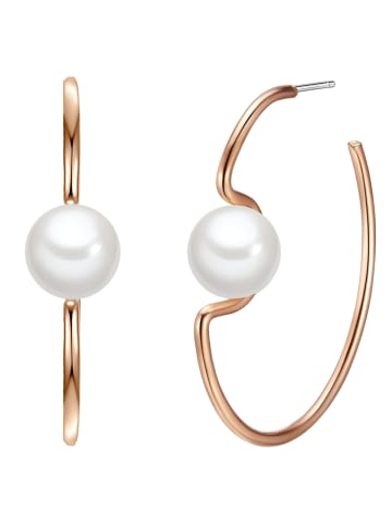 Lulu & Jane Perlen-Creolen Metall-Legierung Muschelkernperle in roségold