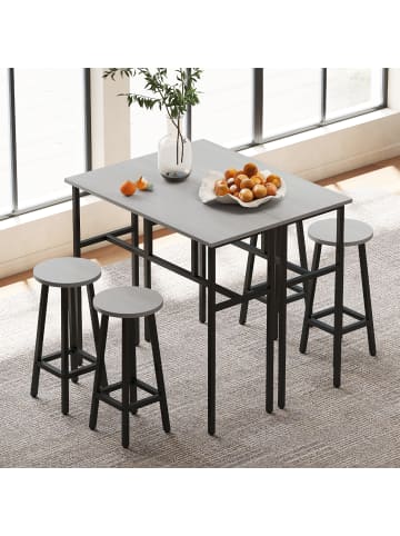 HOMCOM Bartisch-Set in Grau & Schwarz 100L x 40B x 90H cm