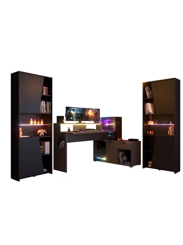 58 aufm Kessel GAMING Schreibtisch Parisot Work 3-tlg. Holznachbildung Grau/Schwarz