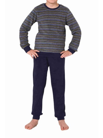 NORMANN langarm Frottee Schlafanzug Pyjama Bündchen Streifen - 77089 in gelb