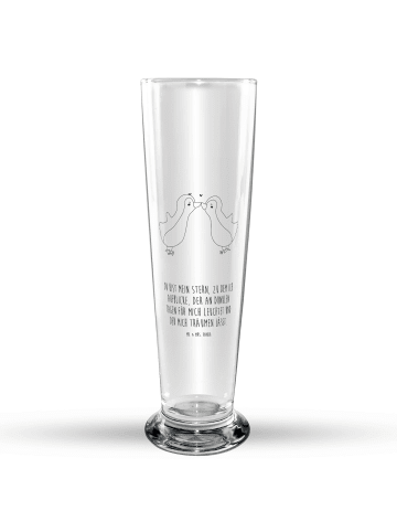 Mr. & Mrs. Panda Bierglas Pinguin Liebe mit Spruch in Transparent