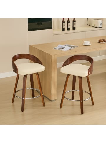 ABRIHOME Barhocker-Set in Beige 2er Set drehbar und höhenverstellbar
