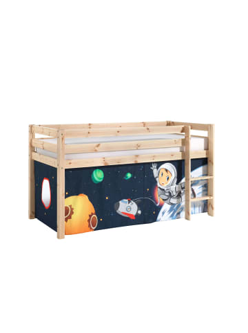 58 aufm Kessel KINDERBETT Karolina 210x114x106 Massivholz Natur Textilset Spaceman
