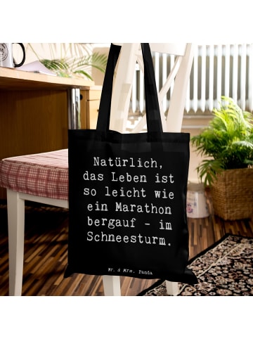 Mr. & Mrs. Panda Beutel Spruch Leichtigkeit im Leben mit Spruch in Schwarz