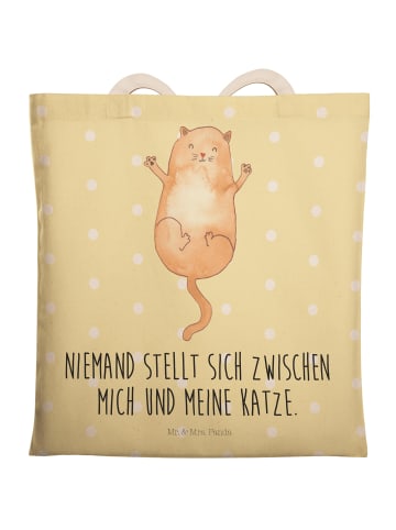 Mr. & Mrs. Panda Tote Bag Katze Umarmen mit Spruch in Gelb Pastell