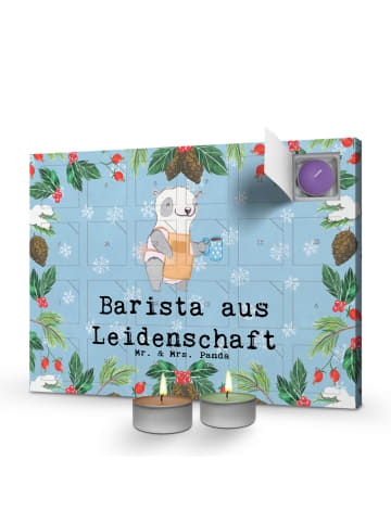 Mr. & Mrs. Panda Adventskalender Barista Leidenschaft mit Spruch in Eisblau
