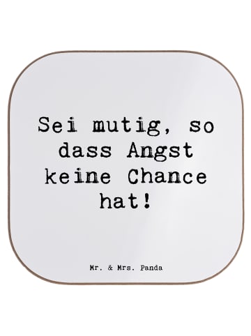 Mr. & Mrs. Panda Glasuntersetzer Spruch Angst überwinden mit Spruch in Weiß