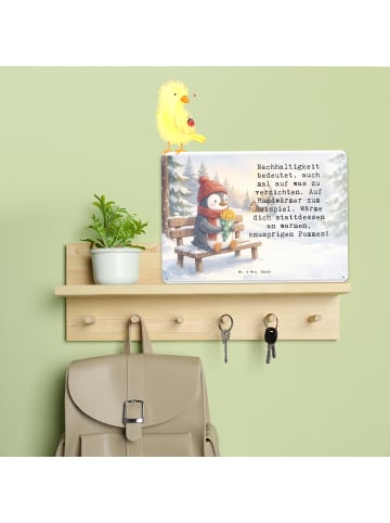 Mr. & Mrs. Panda Tafel Pinguin Winter Pommes Design mit Spruch in Weiß