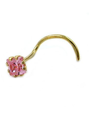 Gallay Nasenstecker 3x3mm Zirkonia pink rosafarben 18Kt GOLD in gold