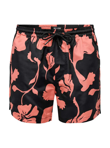Only&Sons Badehose 'Ted Life Floral' in schwarz