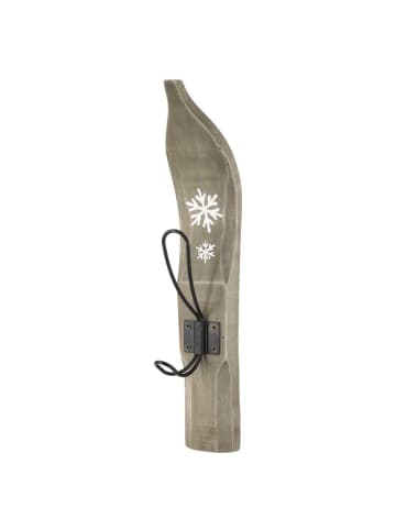 Chic Antique Wandhaken Vintage SKI mit Schneeflocke Holz mit Metall Haken 35 cm
