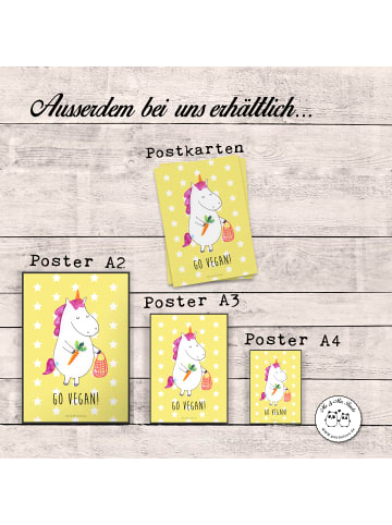 Mr. & Mrs. Panda Plakat Einhorn Vegan mit Spruch in Gelb Pastell