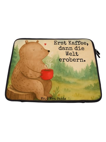 Mr. & Mrs. Panda Laptop Tasche Bär Kaffee Design mit Spruch in Weiß