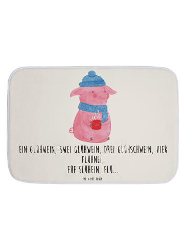Mr. & Mrs. Panda Badeteppich Schweinchen Glühwein mit Spruch in Weiß