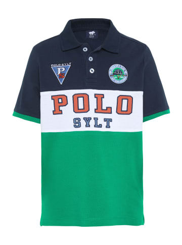 Polo in Colour-Block-Optik mit Patches in Grün