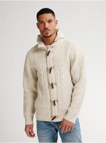 Petrol Industries Strickjacke mit Zopfmuster Anchorage in Weiß