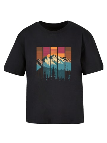 F4NT4STIC Tee Berg Sonnenuntergang Retro in schwarz