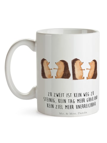 Mr. & Mrs. Panda Kaffeebecher Hochzeit Igel mit Spruch in Weiß