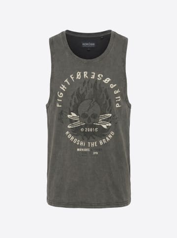 KOROSHI Herren baumwolle print tanktop in grau