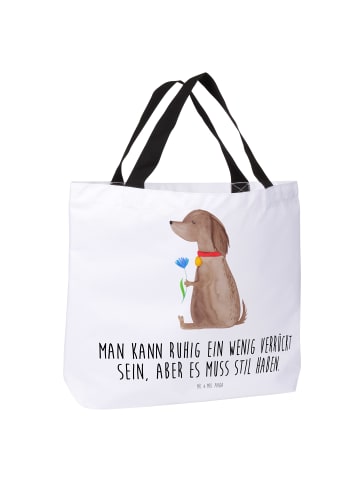 Mr. & Mrs. Panda Tasche Hund Blume mit Spruch in Weiß