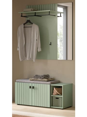 Inn.Furn Garderobe-Set grün 2-teilig 106 cm, Garderobenkombination mit Rillen-Optik