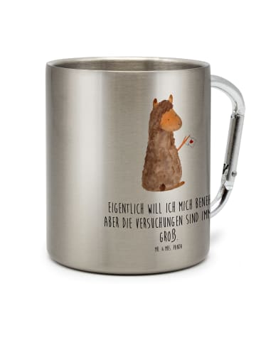 Mr. & Mrs. Panda Kaffeetasse Alpaka Fahne mit Spruch in Silber