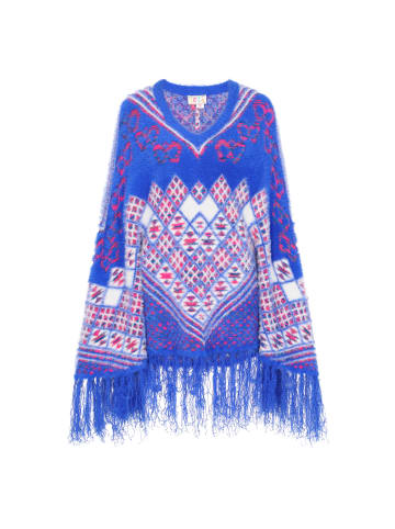 IZIA Women Poncho in offwhite multicolor