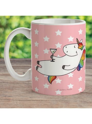 Mr. & Mrs. Panda Becher Einhorn Blümchentail ohne Spruch in Rot Pastell