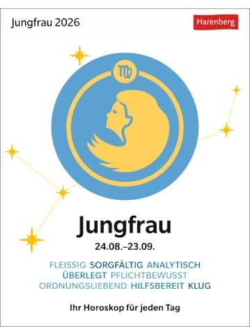Harenberg Kalender - Jungfrau Sternzeichenkalender 2026 - Tagesabreißkalender - Ihr