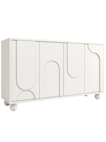 ABRIHOME Sideboard mit Stauraum und Verstellbarer Platte in Weiß