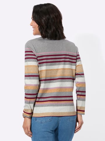 WITT WEIDEN Poloshirt in grau-mauve-geringelt