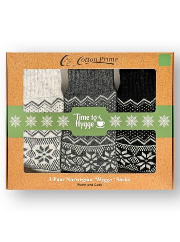 Vincent Creation® 3 Paar Bunte Norwegersocken Hygge Socken in Bunt