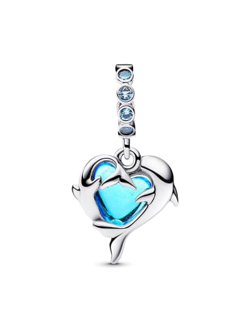 Pandora Damen-Kette Silber Geschenk-Set Blaue Muranoglas Delfine
