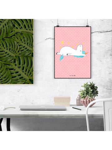 Mr. & Mrs. Panda Bild Einhorn Sternenhimmel ohne Spruch in Rot Pastell