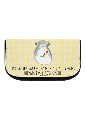 Mr. & Mrs. Panda Kosmetiktasche Chinchilla Blume mit Spruch in Gelb Pastell