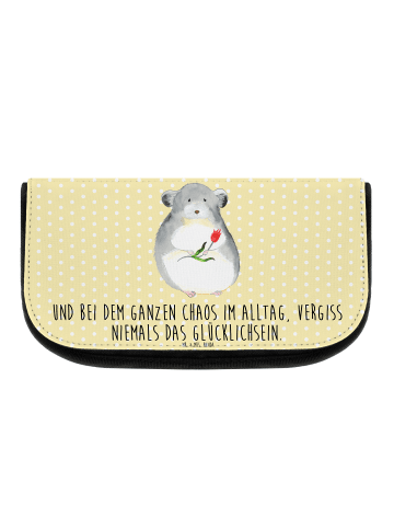 Mr. & Mrs. Panda Toilettenbeutel Chinchilla Blume mit Spruch in Gelb Pastell