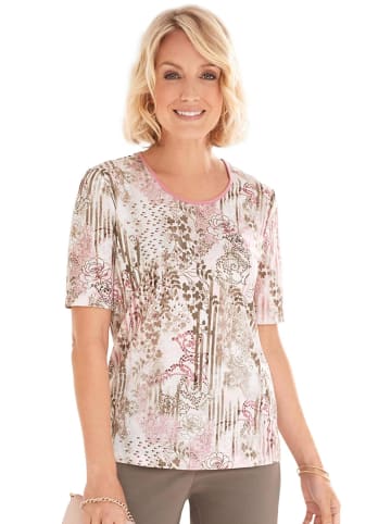 GOLDNER Bequemes Druckshirt im Mustermix in rosé / natur