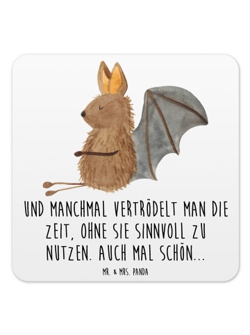 Mr. & Mrs. Panda Untersetzer Fledermaus Sitzen mit Spruch in Weiß