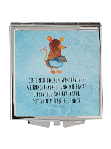 Mr. & Mrs. Panda Handtaschenspiegel quadratisch Maus Kekse mit S... in Eisblau