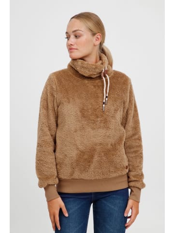 Oxmo Fleecepullover OXAnniki 21800007-ME Fleecepullover mit Stehkragen in Braun