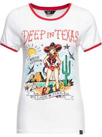 Queen Kerosin Shirt "Contrast T-Shirt Deep in Texas" in Weiß