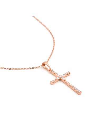 Luxenter necklace in polished metal and zirconia alloy with an 18k rose gold finish Cruz