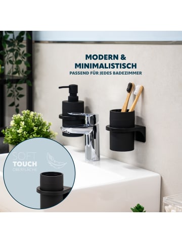 bremermann Zahnputzbecher Bad-Serie SAVONA Softtouch inkl. Wandhalter 9 x 11 x 9 cm (B/H/T)