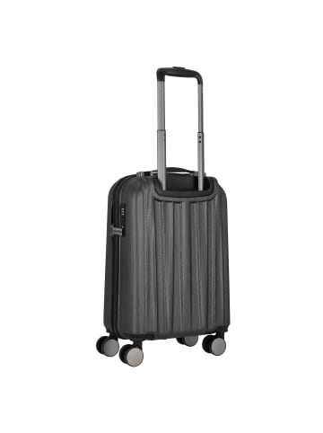Polestream Moonrock 4 Rollen Kabinentrolley S 55 cm mit Dehnfalte in black brushed