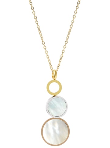 Adeliás Damen Halskette aus Edelstahl mit Perlmutt 43 cm in gold