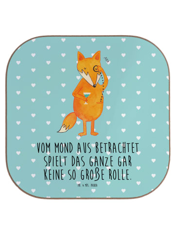 Mr. & Mrs. Panda Untersetzer Fuchs Lord mit Spruch in Türkis Pastell