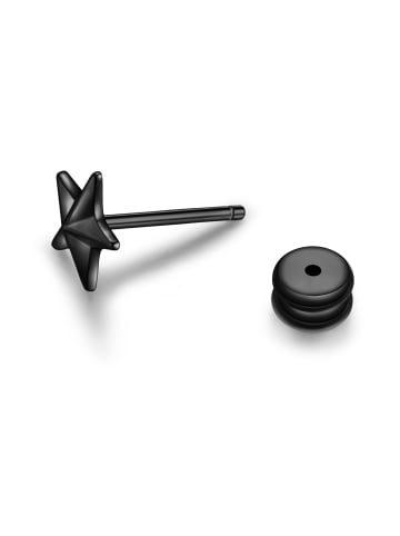 True Rebels Ohrstecker Stern aus Edelstahl in schwarz