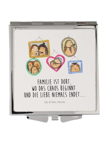 Mr. & Mrs. Panda Handtaschenspiegel quadratisch Igel Familie mit... in Weiß