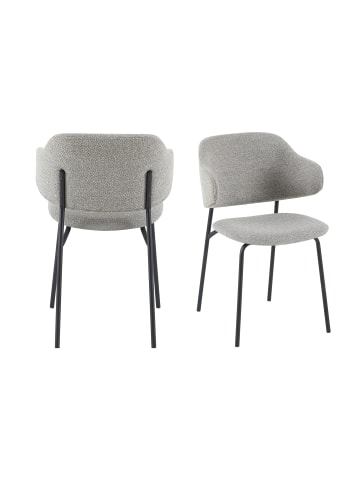 SalesFever Armlehnstühle 2er-Set elegant und bequem mit Bouclé Stoff in Hellgrau